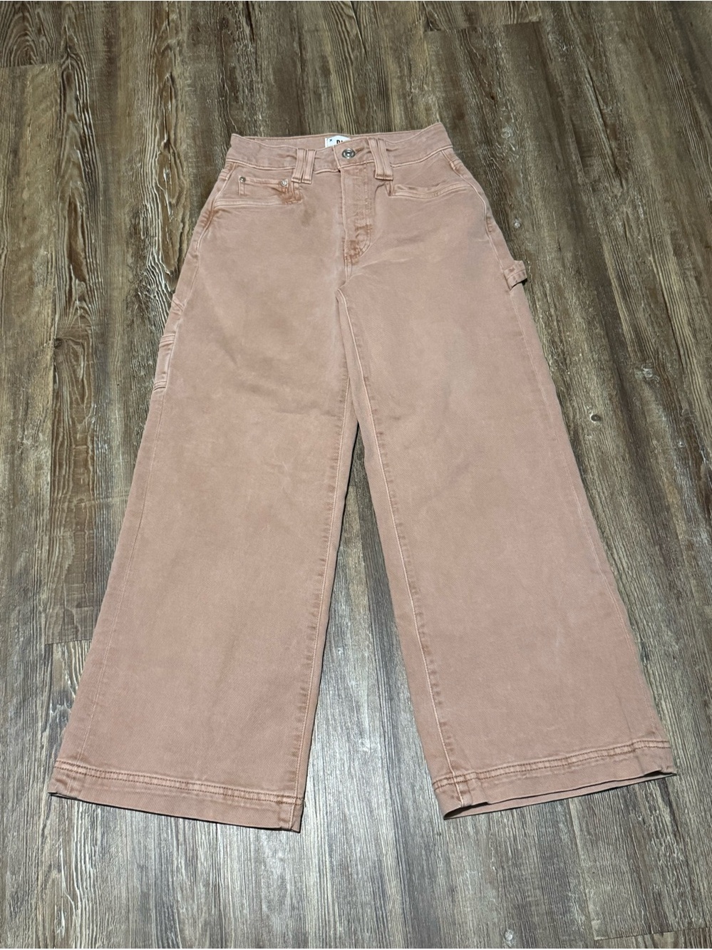 Paige Anessa Wide Leg Cropped Jeans Women's 24 High Rise in Vintage Dried Rose